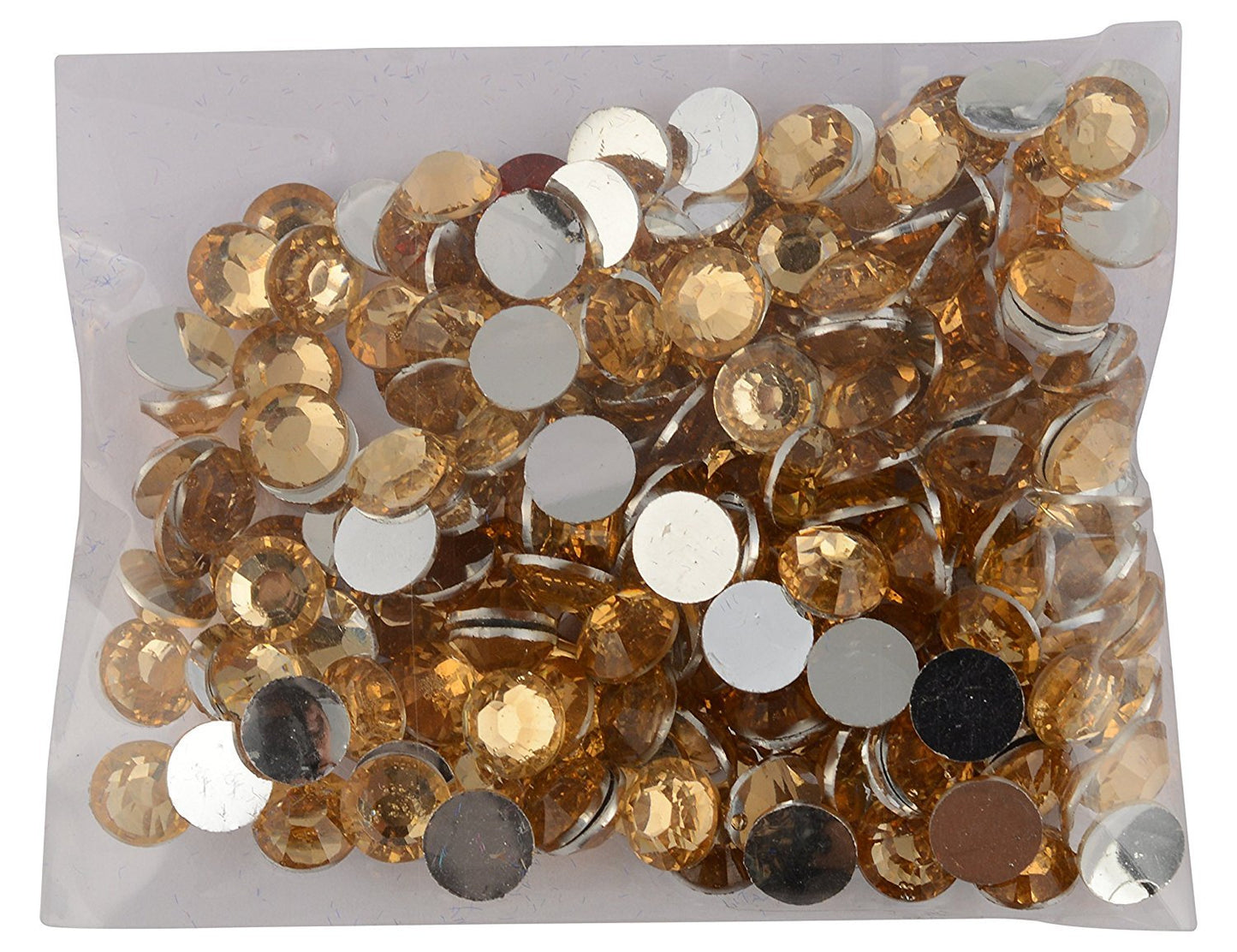 Big Round Golden Kundan Stones Crystal Edged Pastable for Jewellery Decoration & Crafts !! Pack of 50pcs Stones 6mm Golden