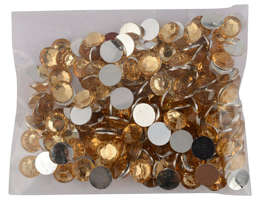 Big Round Golden Kundan Stones Crystal Edged Pastable for Jewellery Decoration & Crafts !! Pack of 50pcs Stones 6mm Golden