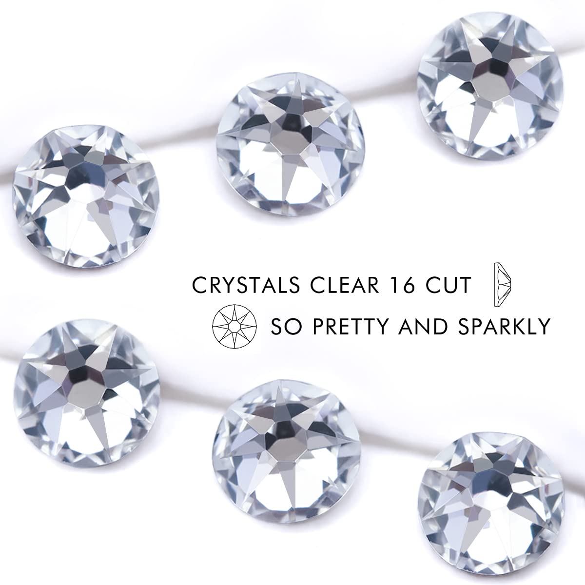 Rhinestones 16 Cut Non Hotfix Flatback Rhinestones for Crafts Glass Nail Rhinestones Nail Gems Crystals Rhinestones for Makeup Bags Shoes Decoration DIY(SS12,1440pcs,Clear)