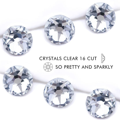Rhinestones 16 Cut Non Hotfix Flatback Rhinestones for Crafts Glass Nail Rhinestones Nail Gems Crystals Rhinestones for Makeup Bags Shoes Decoration DIY(SS12,1440pcs,Clear)