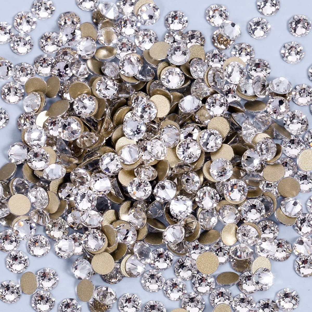 Rhinestones 16 Cut Non Hotfix Flatback Rhinestones for Crafts Glass Nail Rhinestones Nail Gems Crystals Rhinestones for Makeup Bags Shoes Decoration DIY(SS12,1440pcs,Clear)