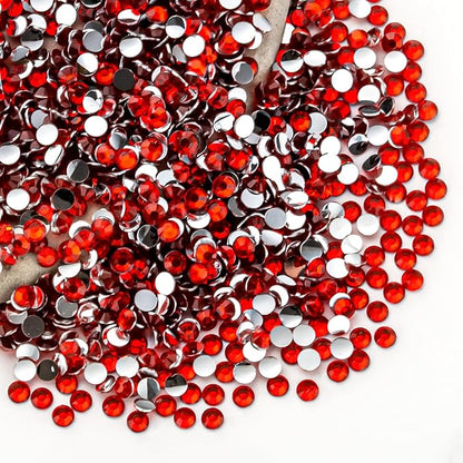 Red Rhinestones Bulk, 1440PCS Flat Back Round Jelly AB Rhinestones Non-Hotfix Crystal Gems Wholesale for Crafts Makeup Nails Face Tumblers Clothes Shoes Handmade Decoration 3mm
