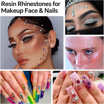 Red Rhinestones Bulk, 1440PCS Flat Back Round Jelly AB Rhinestones Non-Hotfix Crystal Gems Wholesale for Crafts Makeup Nails Face Tumblers Clothes Shoes Handmade Decoration 3mm