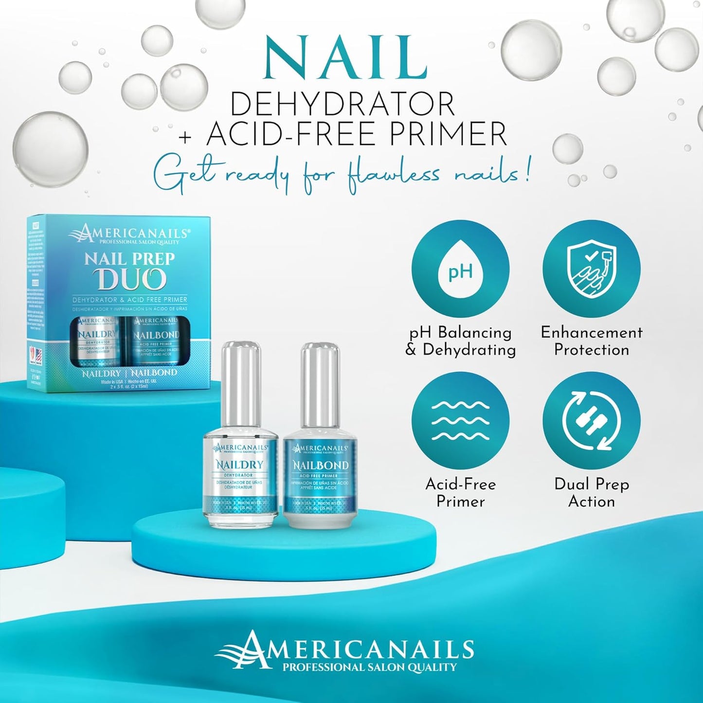 Americanails Nail Prep Duo, NailDry Dehydrator & Acid-Free Primer