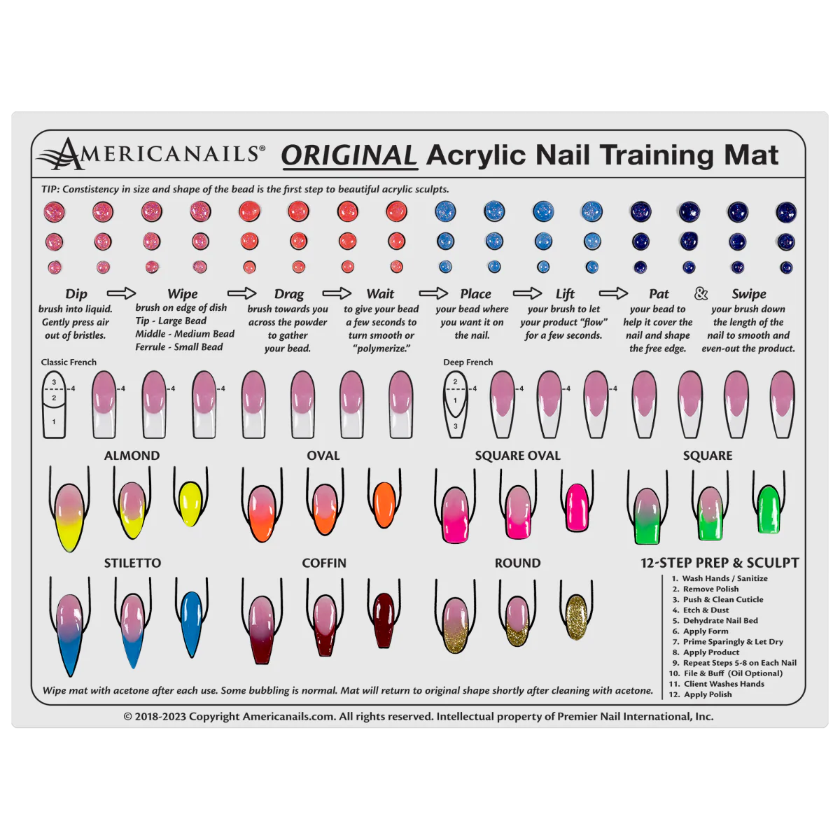 Americanails-Silicone Acrylic Application Nail Tech Training Mat