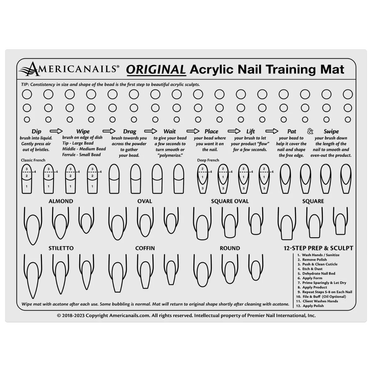 Americanails-Silicone Acrylic Application Nail Tech Training Mat