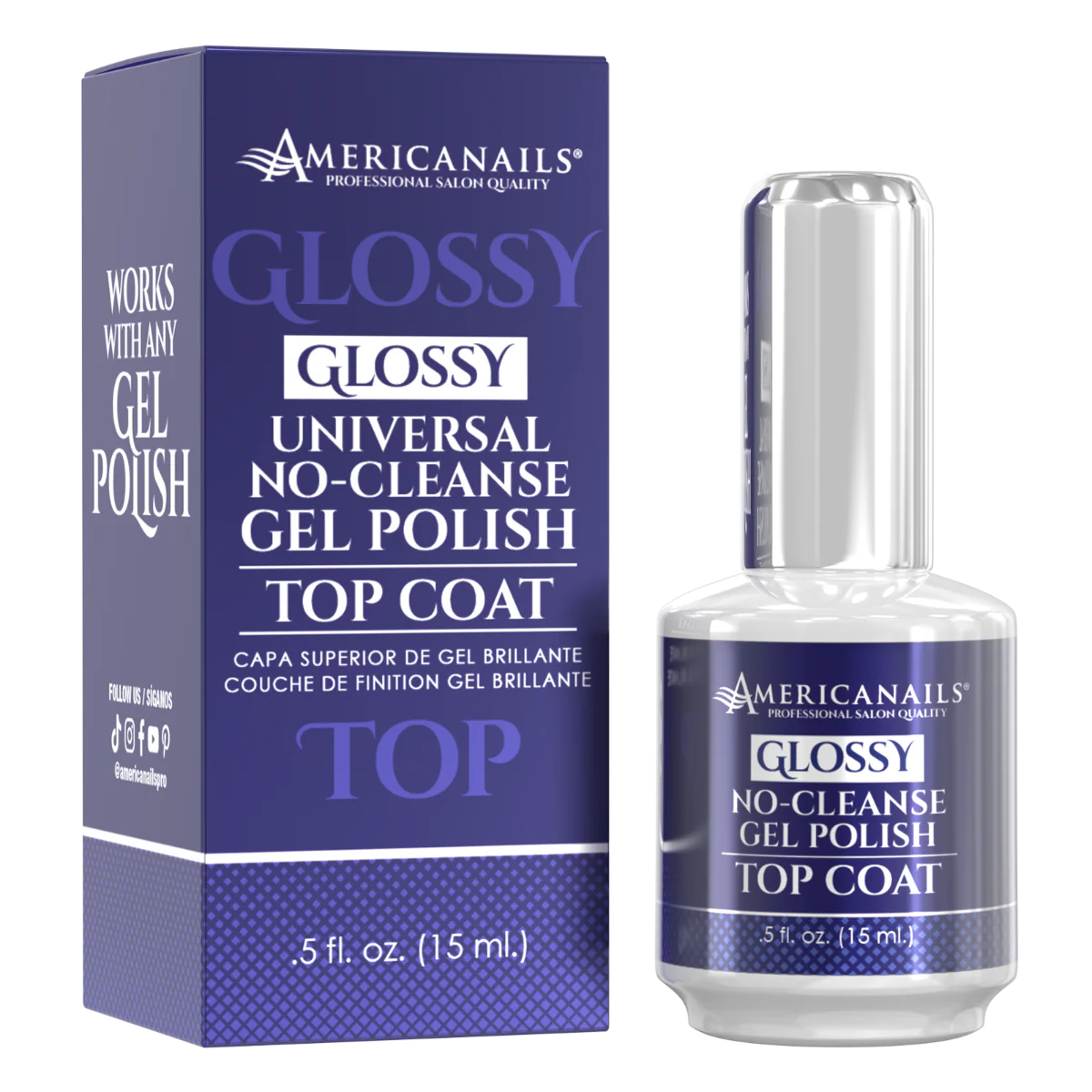 Americanails No-Cleanse Gel Polish Top Coat | Glossy .5oz