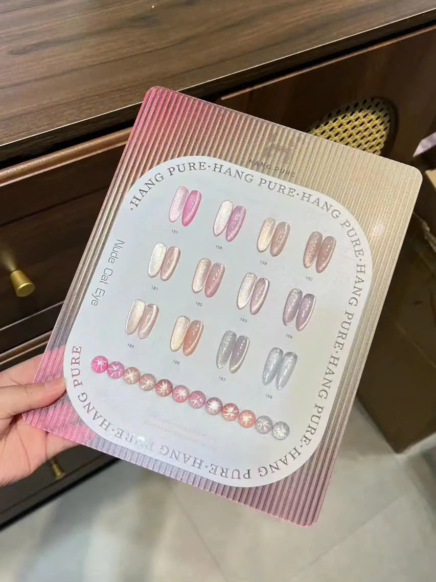 Hang Pure Nude Cat Eye Gel – 12 Colors | Free Magnet + Free Display(#157-168)Collection
