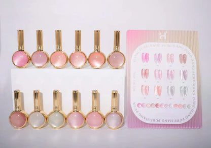 Hang Pure Nude Cat Eye Gel – 12 Colors | Free Magnet + Free Display(#157-168)Collection