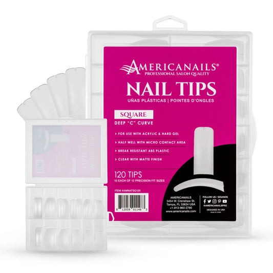 Americanails Nail Tips | Square (Deep "C" Curve) 120ct