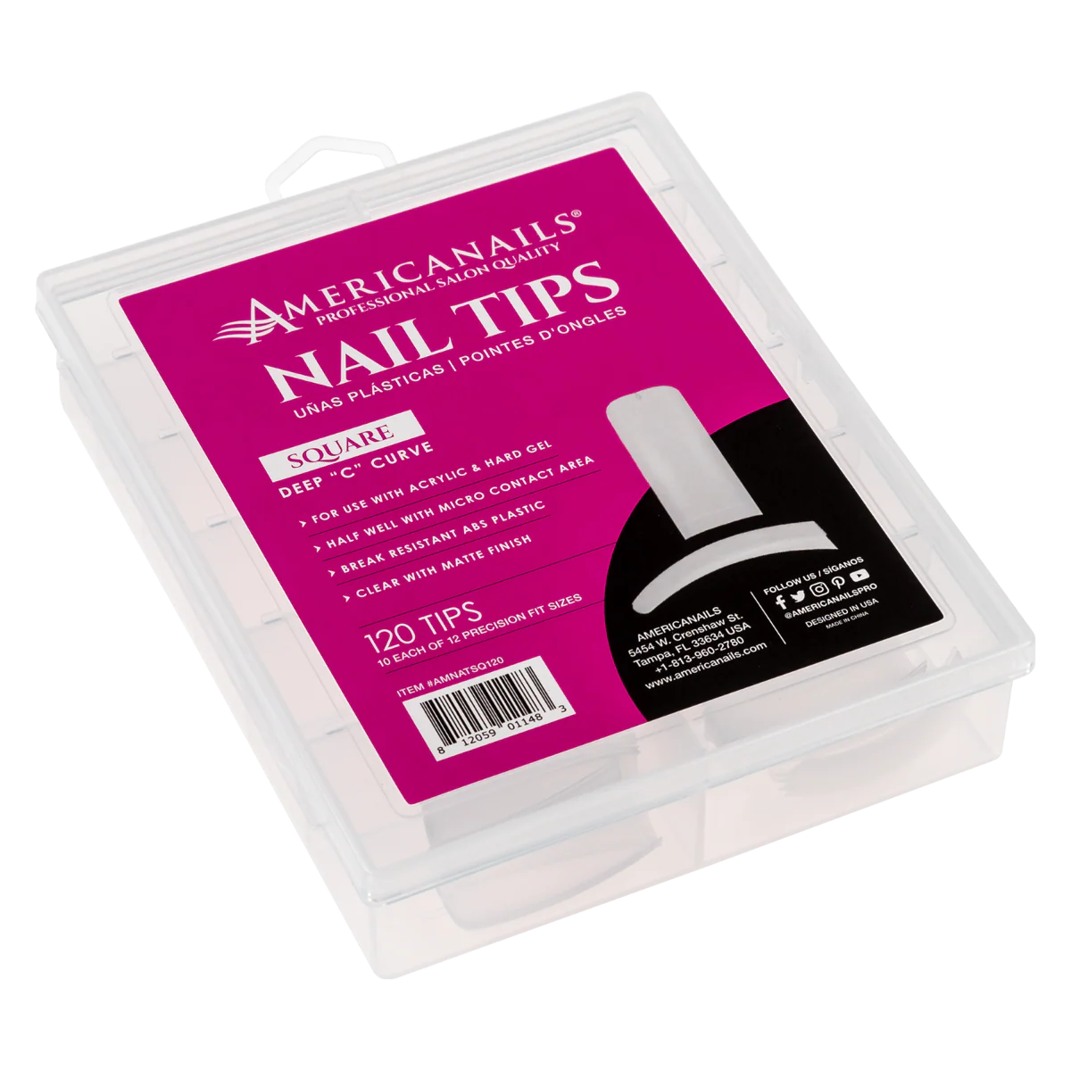 Americanails Nail Tips | Square (Deep "C" Curve) 120ct