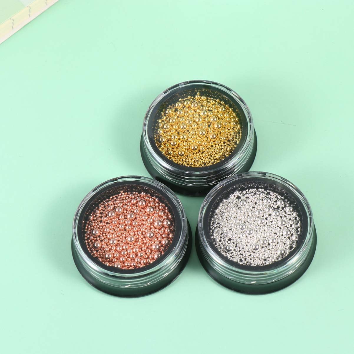 Nail Metal Beads for Nail Art Decorations Easy Application for Manicure Jewelry Making Art and More-Black/Gold /Silver