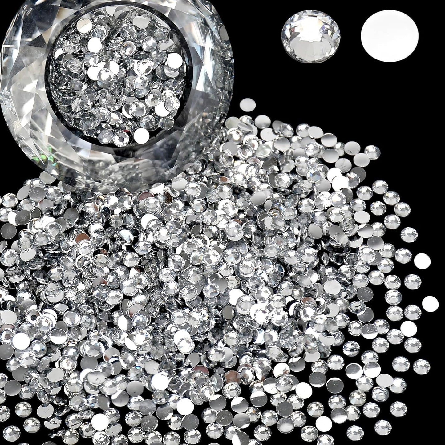 Rhinestone Flat Back , Clear Crystal Round Non Hotfix Flatback Resin Rhinestones for Nails,Crystal Diamond Stone