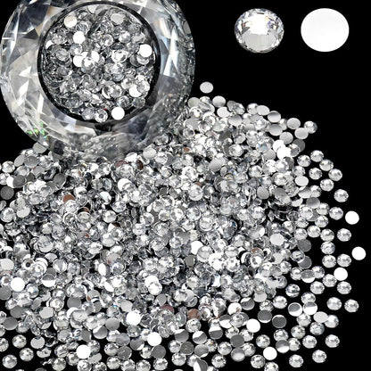 Rhinestone Flat Back , Clear Crystal Round Non Hotfix Flatback Resin Rhinestones for Nails,Crystal Diamond Stone