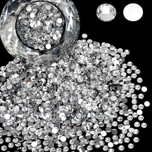 Rhinestone Flat Back , Clear Crystal Round Non Hotfix Flatback Resin Rhinestones for Nails,Crystal Diamond Stone