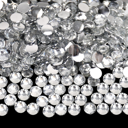 Rhinestone Flat Back , Clear Crystal Round Non Hotfix Flatback Resin Rhinestones for Nails,Crystal Diamond Stone