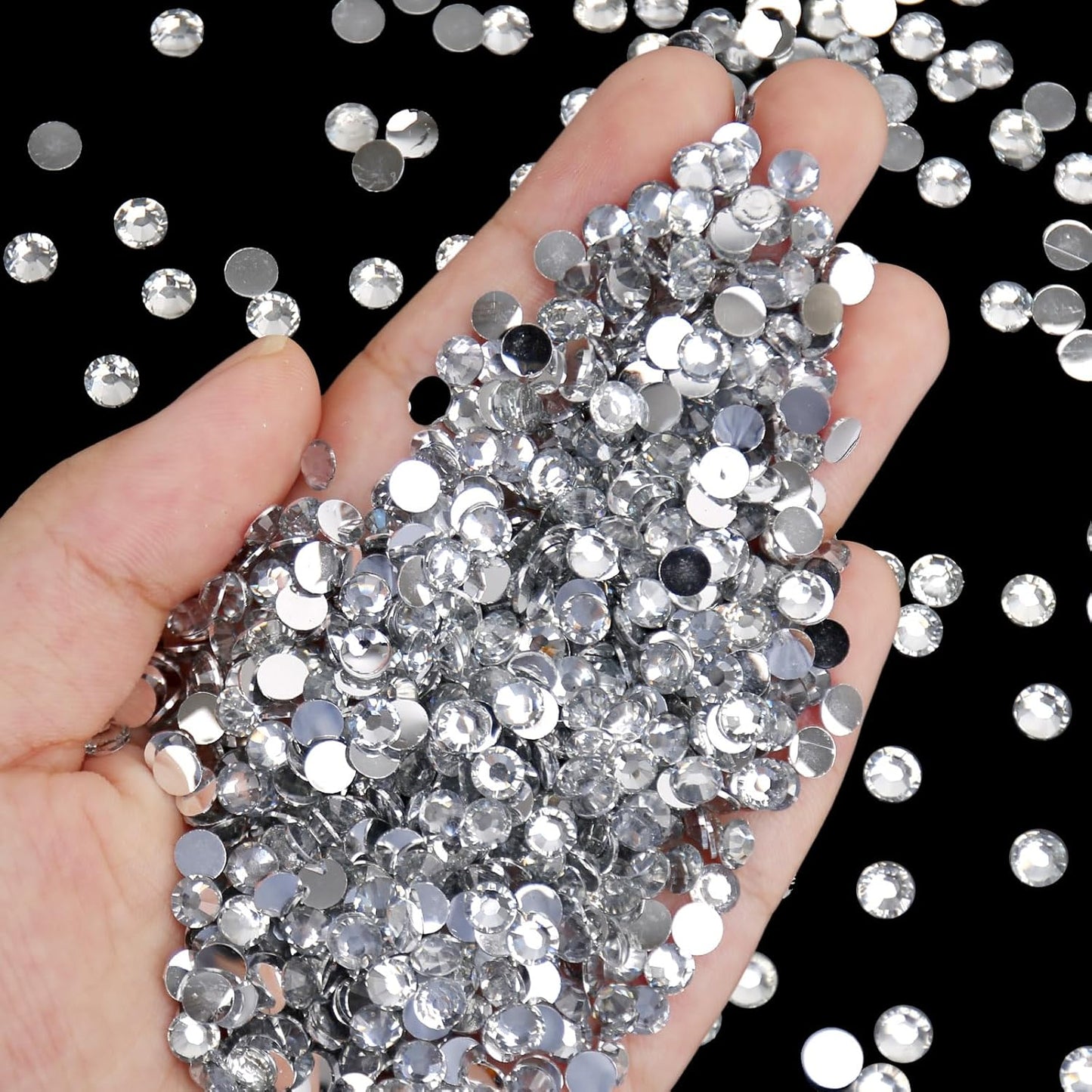 Rhinestone Flat Back , Clear Crystal Round Non Hotfix Flatback Resin Rhinestones for Nails,Crystal Diamond Stone