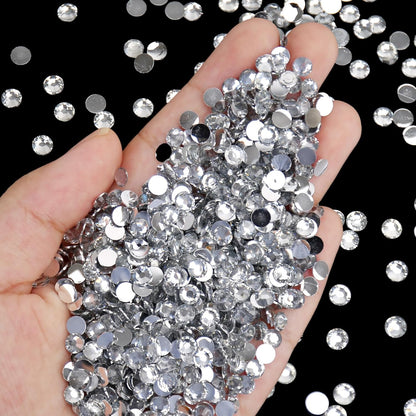 Rhinestone Flat Back , Clear Crystal Round Non Hotfix Flatback Resin Rhinestones for Nails,Crystal Diamond Stone
