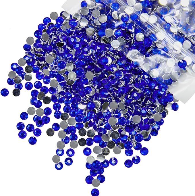 Crystal Dark Blue Resin Rhinestones for Bedazzling Crafting Flatback Stones Bulk SS30 Diamonds Crystals Bedazzled Gems Charms for Nails Face Eyes Makeup Tumblers Bottles DIY Crafts 6mm
