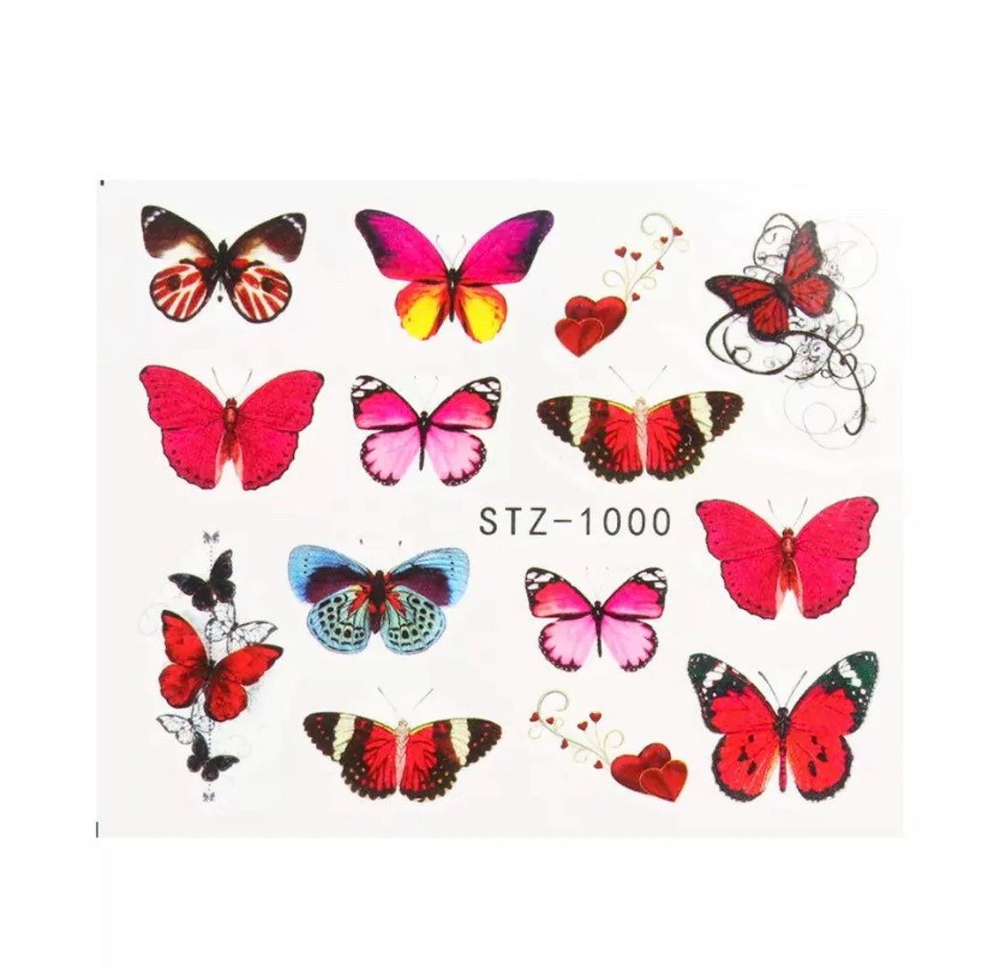 Water Transfer Nail Stickers, Pink and Purple Butterfly Nail Decals, Pink Butterfly Design, Butterfly Nail Art, Nail Decoration(STZ-1000)